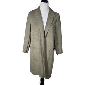 Joan Vass Size Large Faux Suede Like Textured Open Front Jacket Deep Pockets